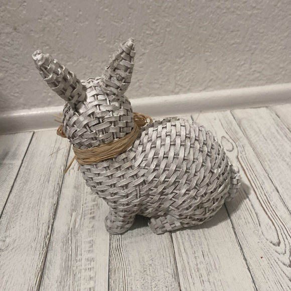 Woven Bunny Figurine with Bow - Picture 3 of 6